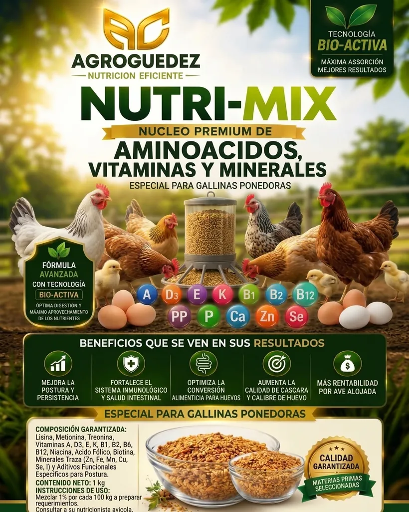 Etiqueta NUTRI-MIX especial para gallinas ponedoras